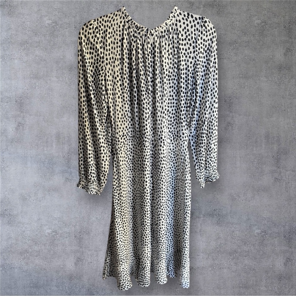 J.CREW Ruffle-Neck Leopard Peasant Dress - NWT - Size 10 - Picture 2 of 9